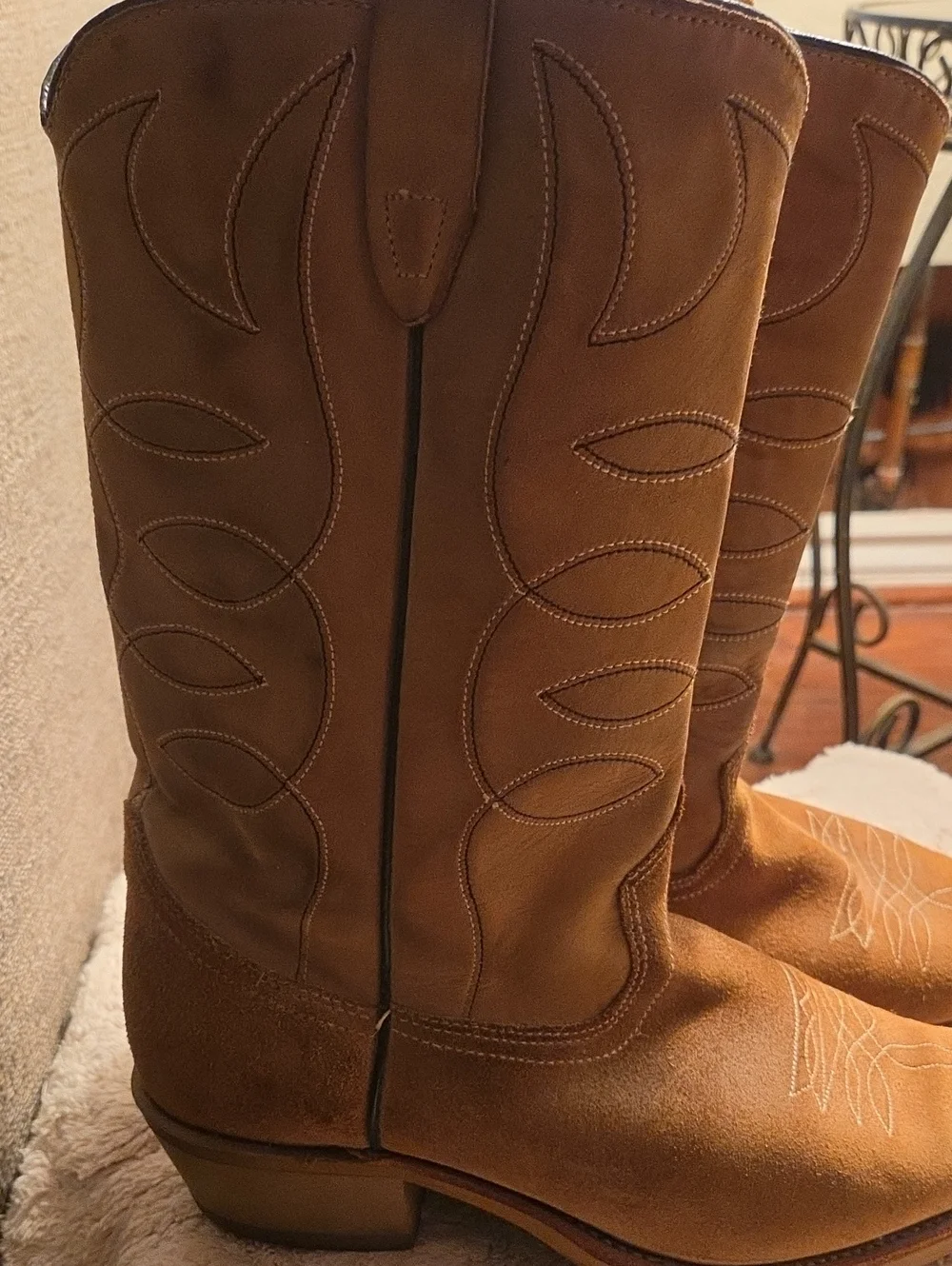 Texas Brand Brown Suede Western Cowboy Boots